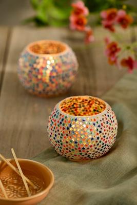 Star Mosaic Votive Holders, Set of 2