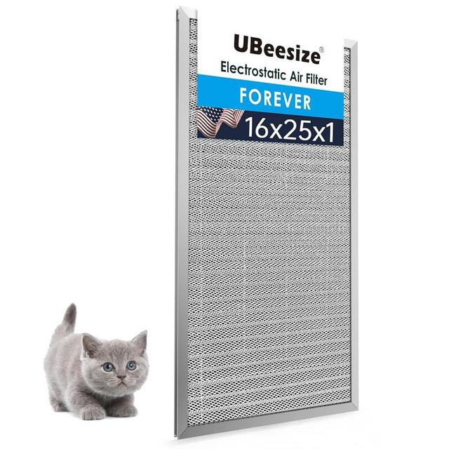 UBeesize 16x25x1 Reusable Electrostatic Air Filter HVAC AC Furnace Filter,MERV 8,Washable, Lasts a Lifetime,Permanent Air Filter,Breathe Fresher,Home And Office(Actual Size:15.5x24.65x0.82 Inch)