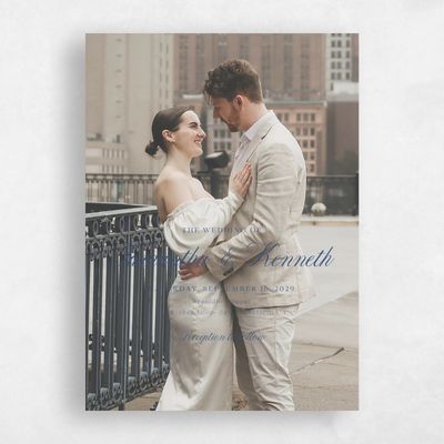 Dark Cobalt, Blue Wedding Invitation - Thalia Photo