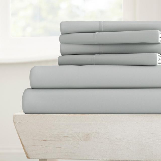 Solid 6 Piece Sheet Set - Ultra Soft, Easy Care - Becky Cameron, Light Gray, Queen