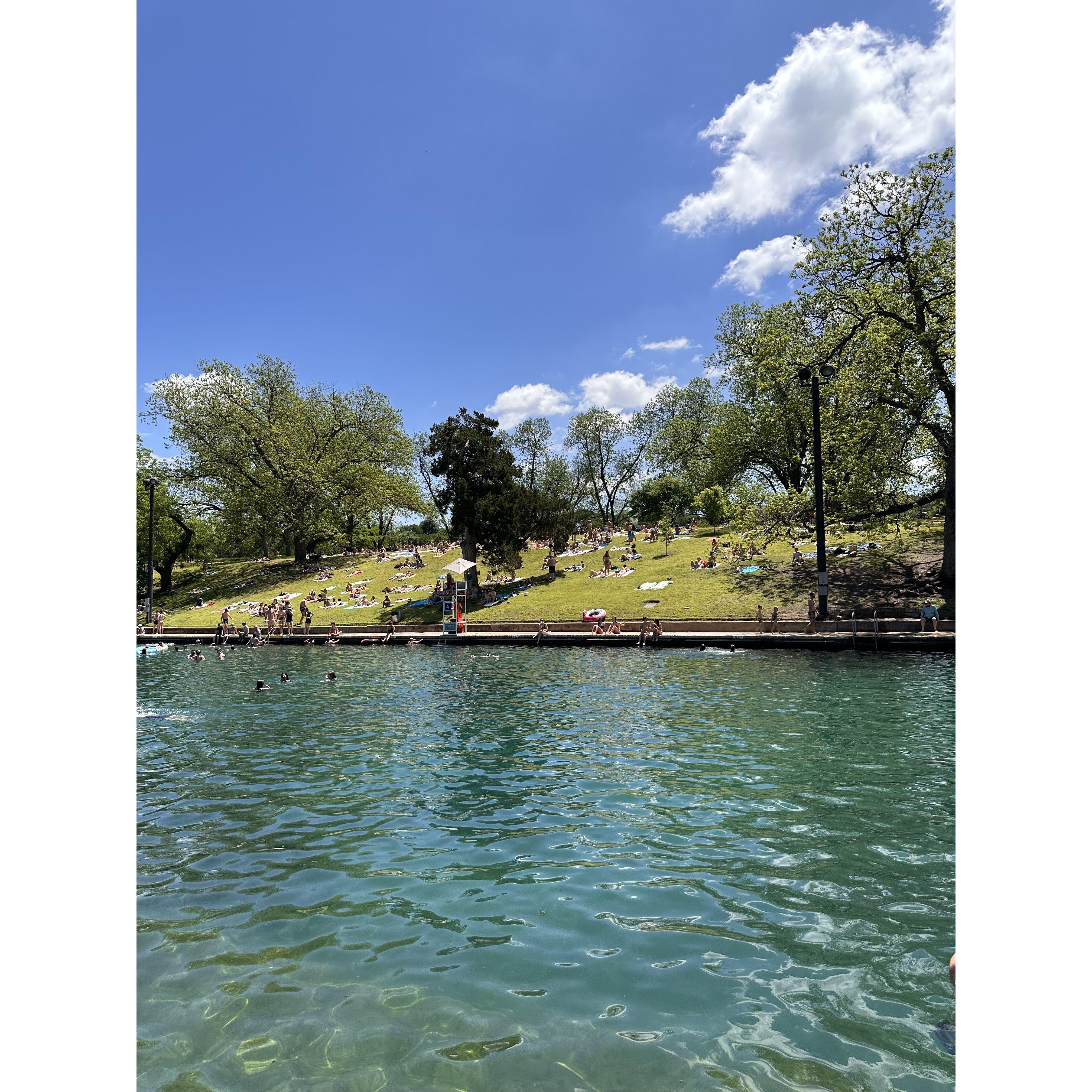 Cooling off in Austin's - Barton Springs during the hot months.