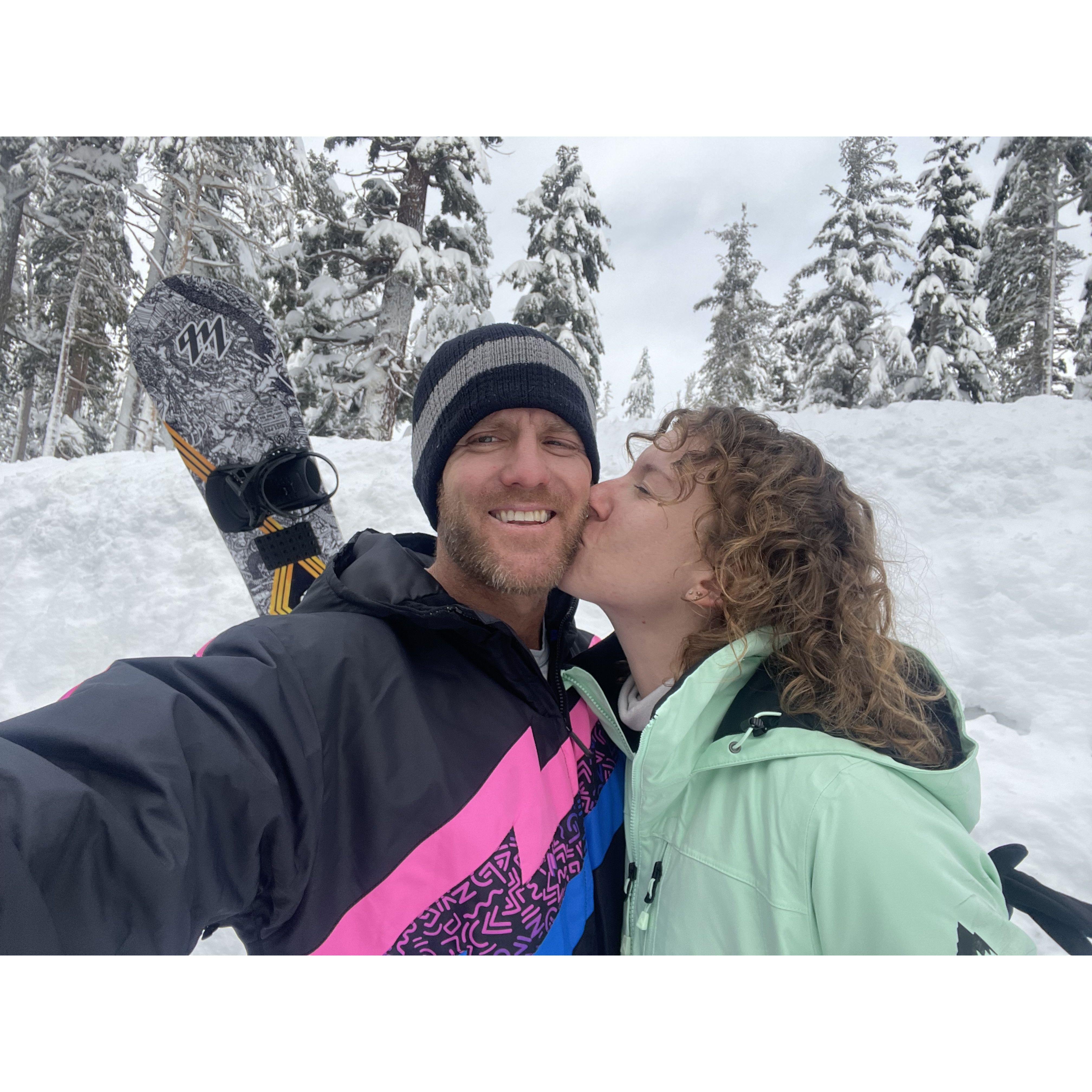Renae's first season snowboarding with the best instructor! Mammoth, January 2023
