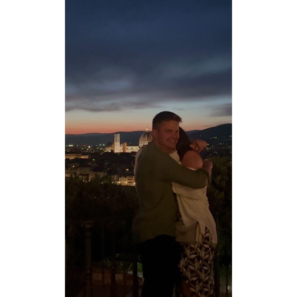 Our engagement at the Piazzale Michelangelo in Florence, Italy!