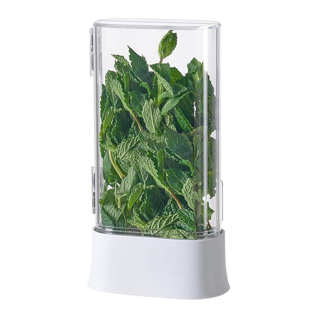 vacane Herb Keeper for Refrigerator, Fresh Herb Saver Herb Storage Containers, Cilantro Container for Fridge Asparagus Container, Dishwasher Safe