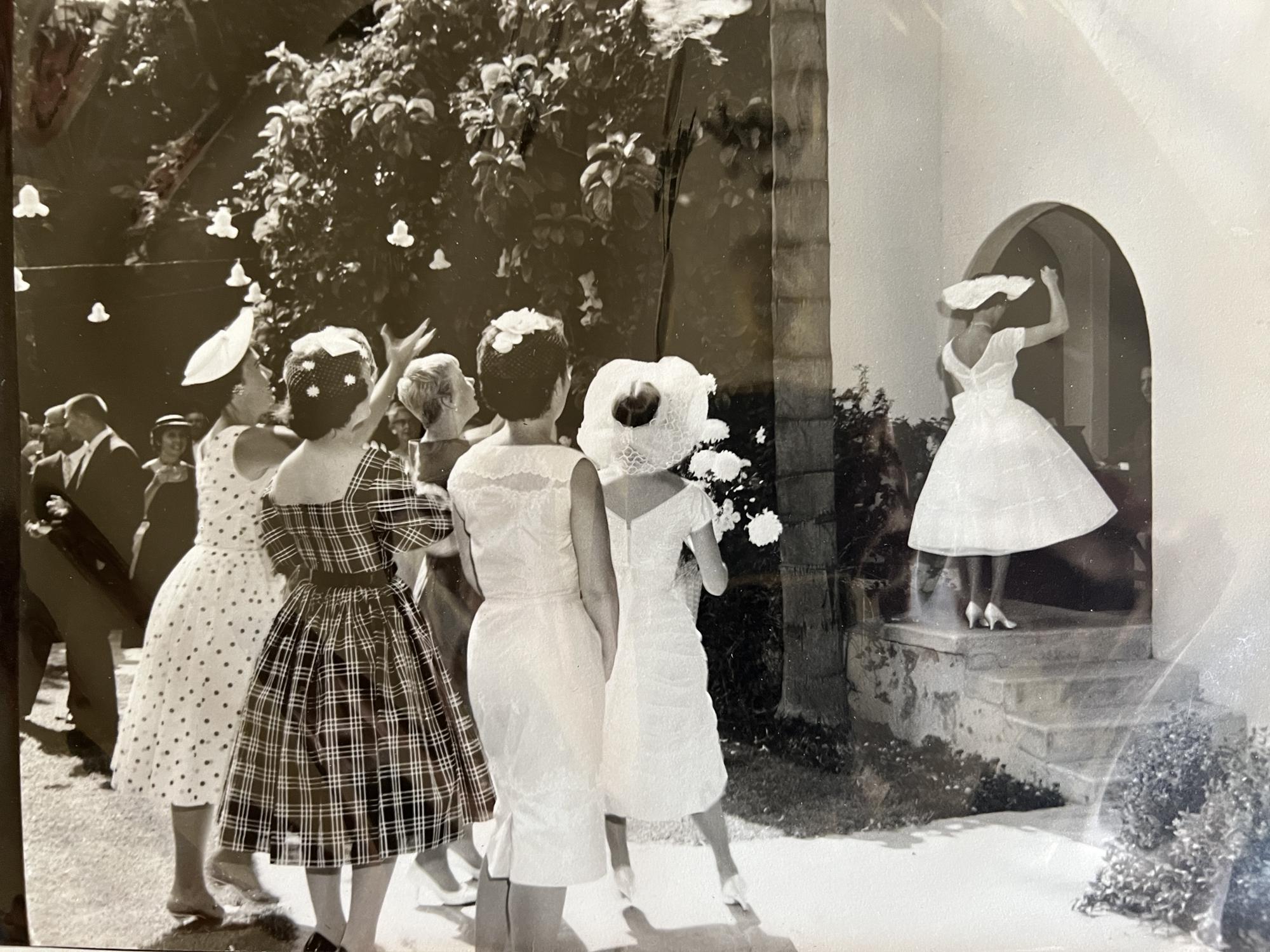 Shaley’s incredible grandma tossing her bouquet at the Santa Maria Inn in 1957.  We are so excited to be having our wedding at the same spot! ❤️