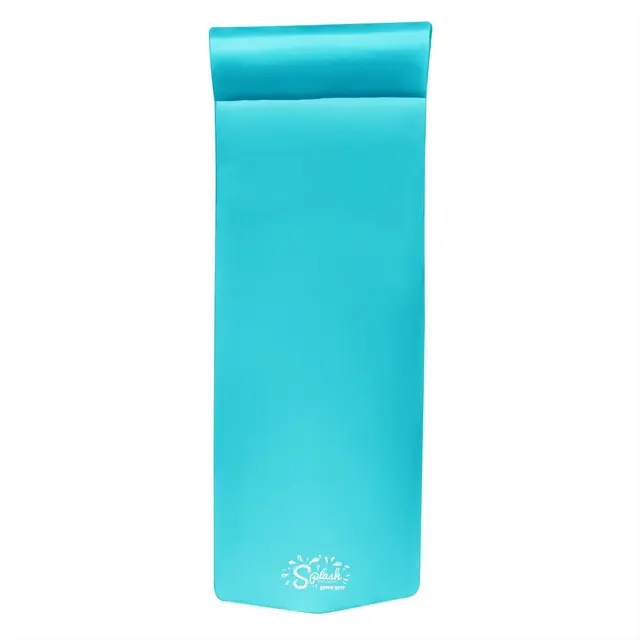TRC Recreation Splash 1.25 Inch Thick Foam Swimming Pool Float Mat Large Adult Lounger with Built-In Roll Pillow, Tropical Teal