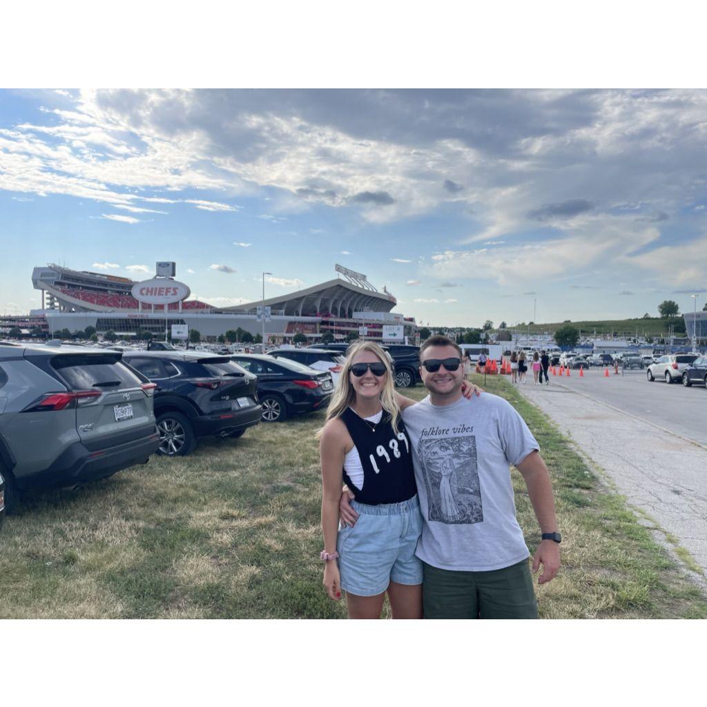 Just outside of Arrowhead Stadium in KC for the Taylor Swift ERAS Tour!