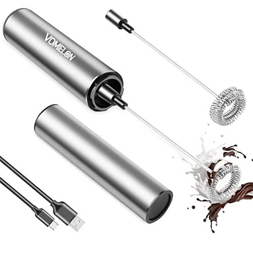 Rechargeable Milk Frother Battery Operated,2-Speed Portable Travel Frother,Electric Milk Foamer Coffee Frother for Latte, Cappuccino, Hot Chocolate Drink Mixer with Double Mini Whisks and USB Cable