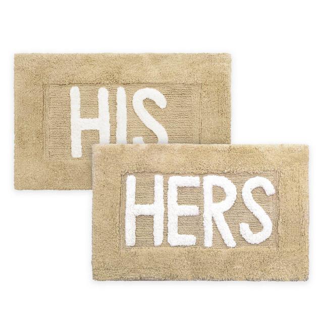 Jean Pierre "His & Hers" 20-Inch x 32-Inch Bath Rugs in Linen (Set of 2)