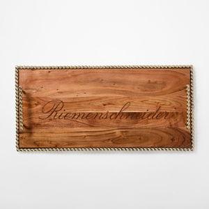 Beaded Brass and Wood Cheese Board with Handles