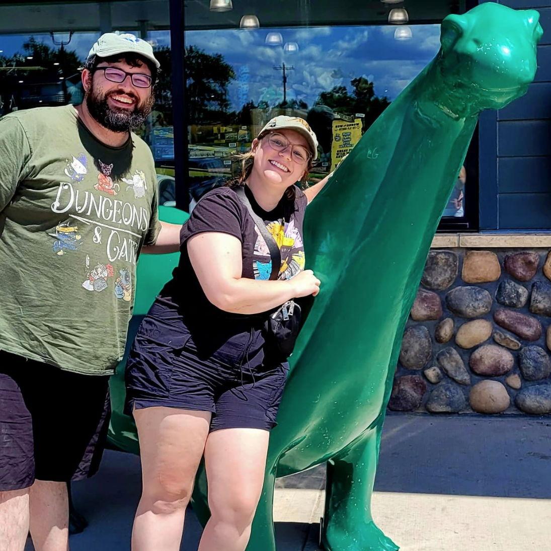 A road trip tradition is to grab a picture with the Sinclair dinosaur - this one was taken along the road in Montana on one of our many trips.