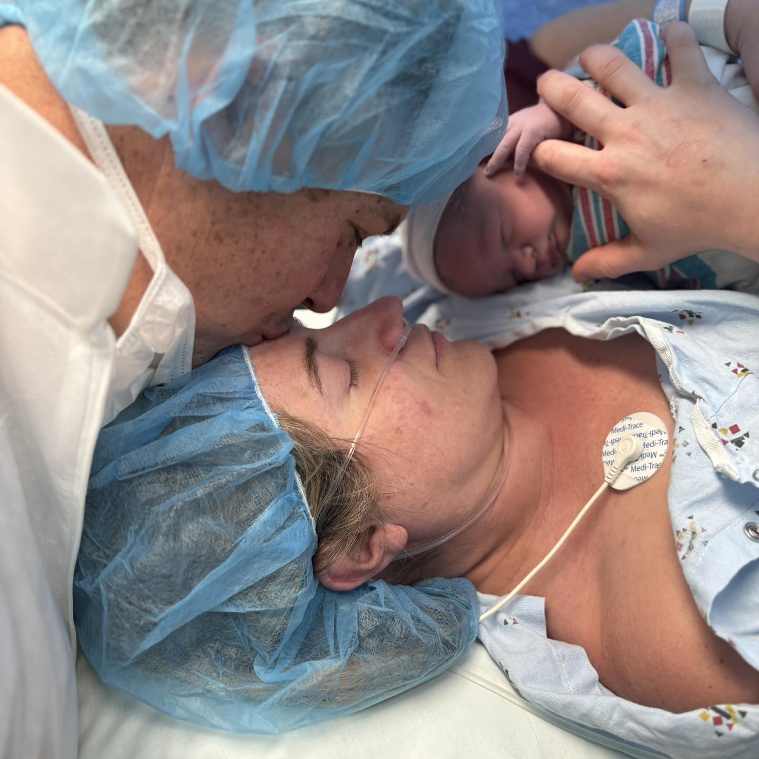 Owen’s entrance into the world. 01/2024. This picture sums me and Billy up so well, I was so scared and he was there to support, love and protect us. He is our rock!