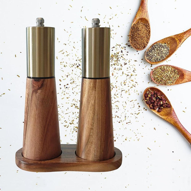 Gold Salt and Pepper Grinder Set,Salt and Pepper Grinder Set,Sea Salt Grinder with Ceramic Grinding Core,Salt and Pepper Grinder Set,Pepper Grinder For Kitchen,Barbecue,Picnic