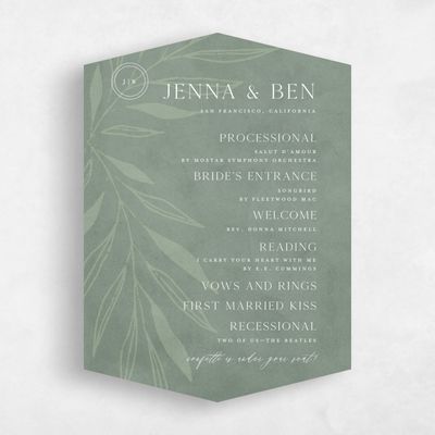 Green Diamond Wedding Program - Castille