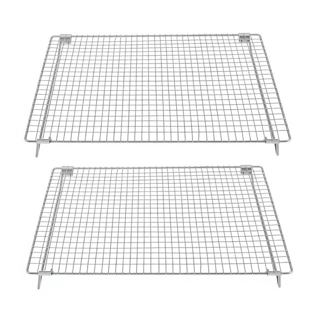 Set of 2 Cooling Racks with Folding Legs，for Cooking, Roasting, Drying, Rust-Resistant 304 (18/8) Stainless Steel Cooling Grilling for Baking, Heavy Duty Tight-Wire, 17 x 11.2 inches
