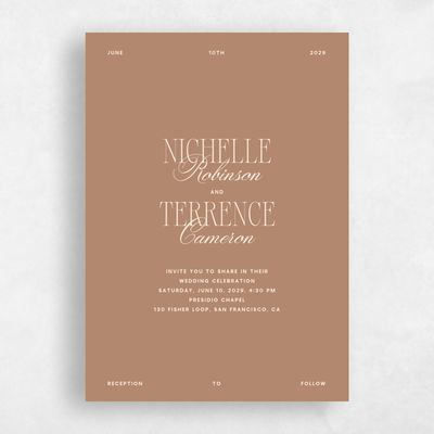 Brown Wedding Invitation - Solange Portrait