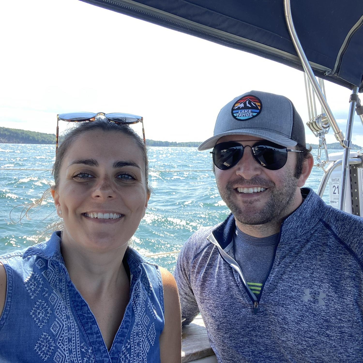 Sailing with Katie’s aunt Mary and uncle Fred, 2021