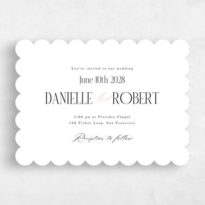 White Scalloped Wedding Invitation - Palenque Landscape
