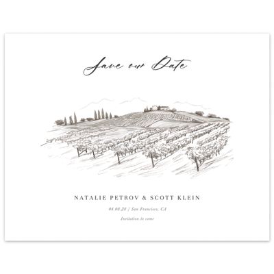 White Rustic Wedding Digital Save the Date - Fico Landscape