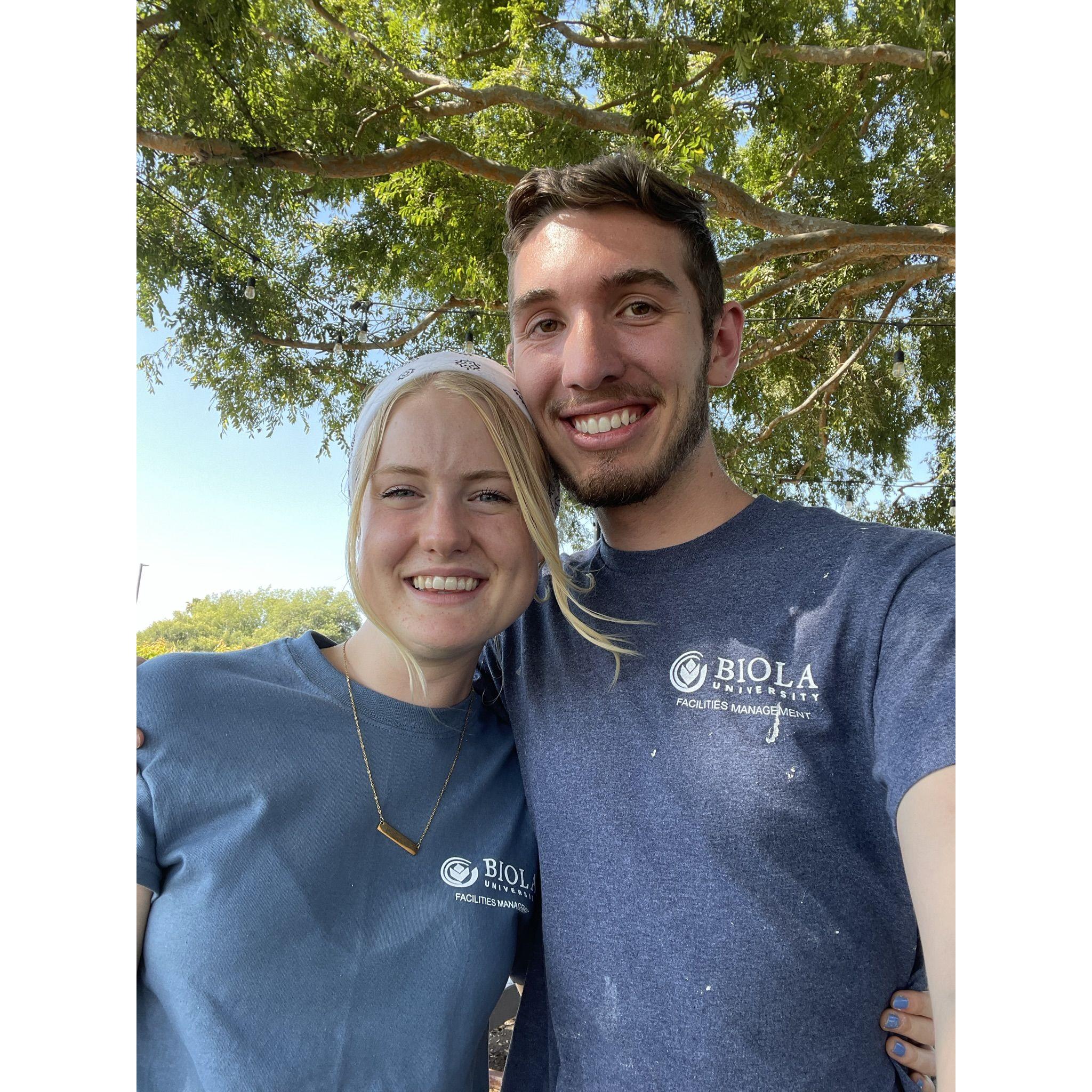 Our first day working together at Biola.