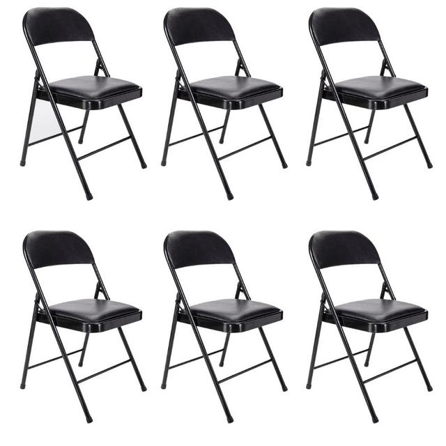 6 Pack Black Padded Metal Folding Chair for Home of Office, by Westerly