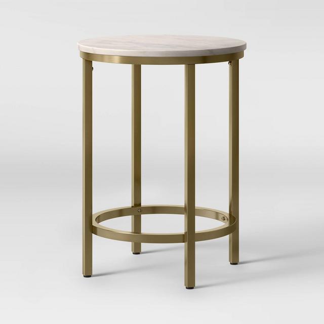 Greenwich Round Marble Top End Table with Brass Base Natural - Threshold™