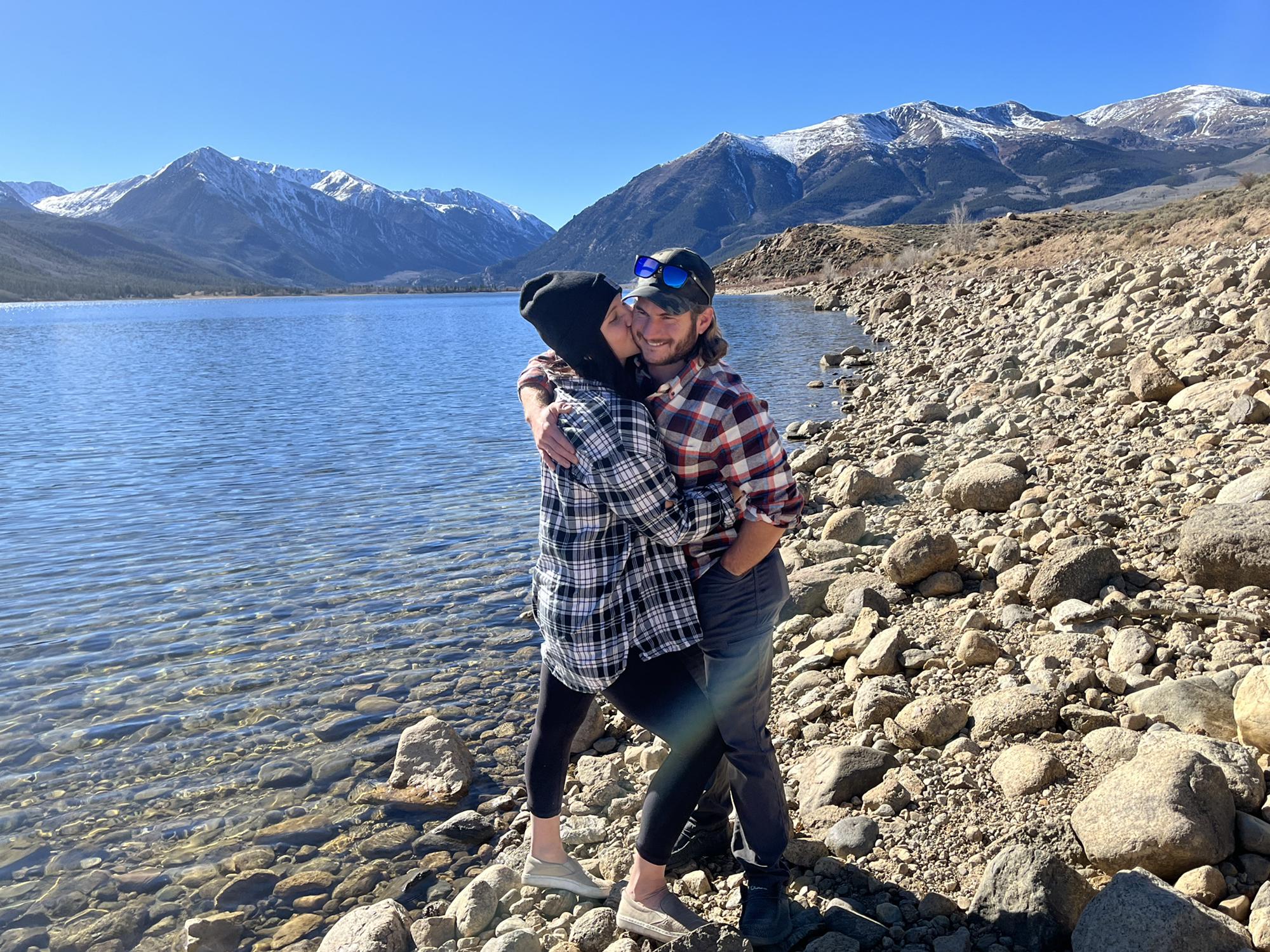 Snuggling at twin lakes, our home away from home.