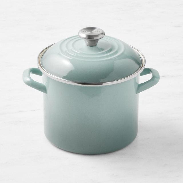 Le Creuset Enameled-Steel Stock Pot, 6-Qt., Sea Salt