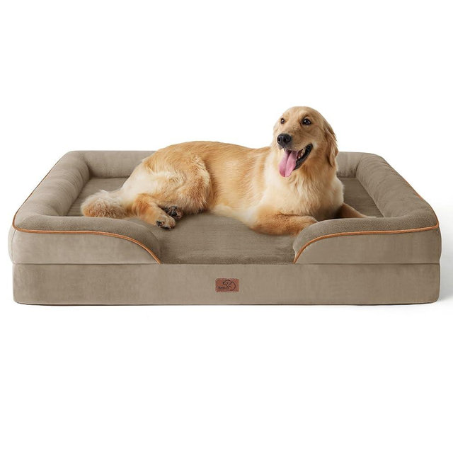 Bedsure Orthopedic Dog Bed for Extra Large Dogs - XL Plus Waterproof Dog Sofa Beds, Supportive Foam Pet Couch Bed with Removable Washable Cover, Waterproof Lining and Nonskid Bottom, Hazel