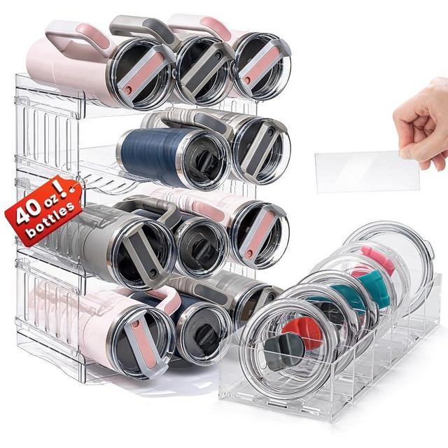 Gracenal Tumbler Lid Organizer and Water Bottle Organizer for Stanley 40 oz Tumbler with Handle, Pantry Kitchen Organizers and Storage for Stanley Cup Accessories