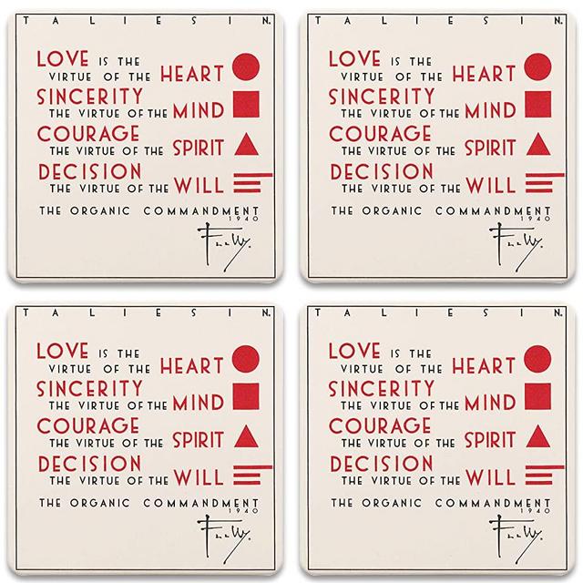 CoasterStone Frank Lloyd Wright Organic Commandment Set of 4 Coasters, One Size, Multicolor