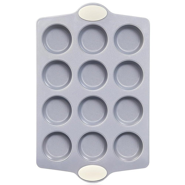 BRONYPRO Ceramic Muffin Pan,12-Cup Nonstick Aluminized Steel Cupcake Pans, Healthy Non-Toxic Ceramic Coating Muffin Tin, 1 Pack Cup Cake Pans for Baking Cream