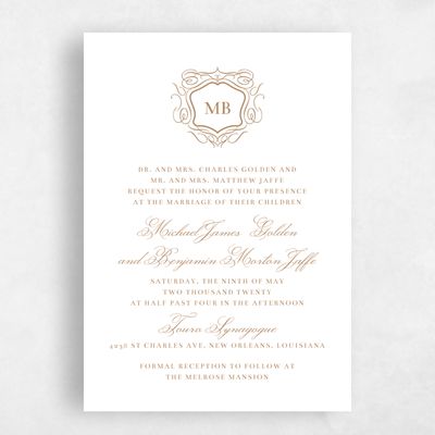 White Classic Wedding Invitation - Griffin Stamp
