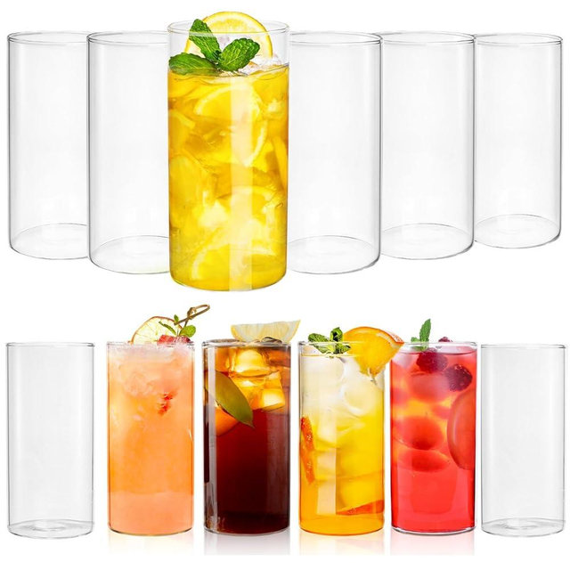 Mezchi Water Glasses Set of 12, Thin Highball Glasses, 17 Oz Tall Drinking Glasses, Lightweight Crystal Collins Glasses for Water, Juice, Cocktails, Mojito, Whiskey