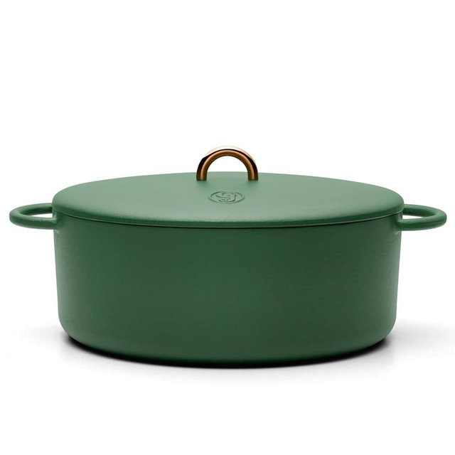 Great Jones Dutchess Cast Iron Dutch Oven Pot With Lid (Broccoli) - Large 6.75 Quart Size, Dual Handles - All Stovetop Safe - 500° Dutch Oven For Bread Baking | Dishwasher Friendly