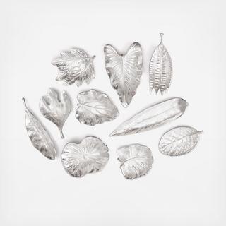 Large Silver Foliage Dishes, Set of 10