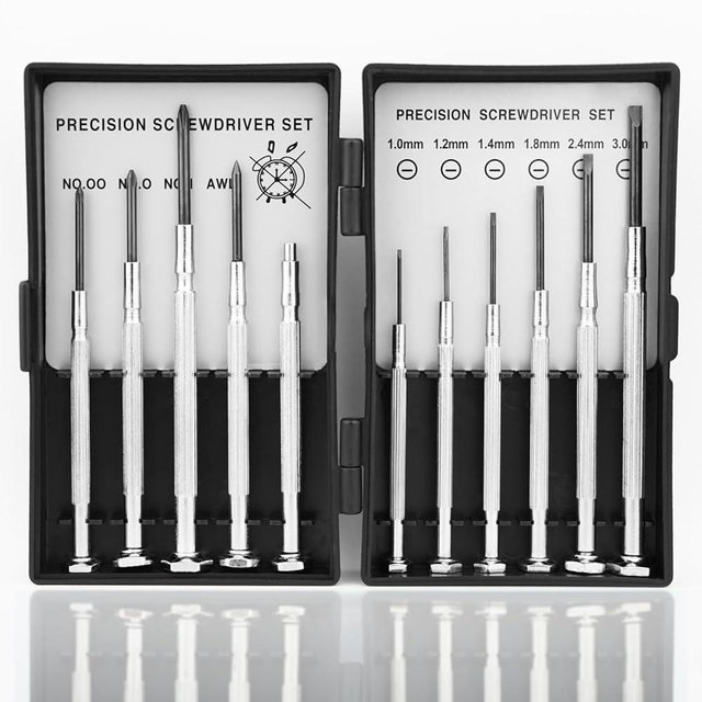 11PCS Small Precision Screwdriver Set, Premium Mini Screw Driver Set Kit, 6 Different Sizes of Flat Head Philips Screwdrivers for Watch, Eyeglasses, Electronics, Repair Box