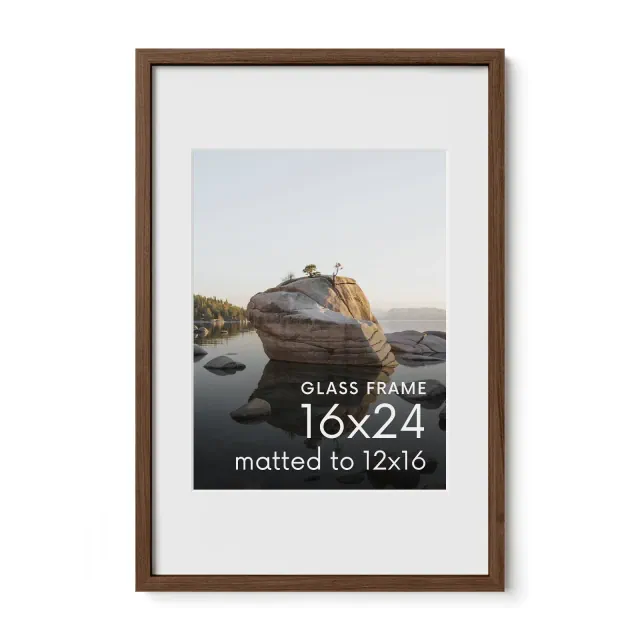 Haus and Hues Oak Picture Frame with Glass, Walnut, 16x24