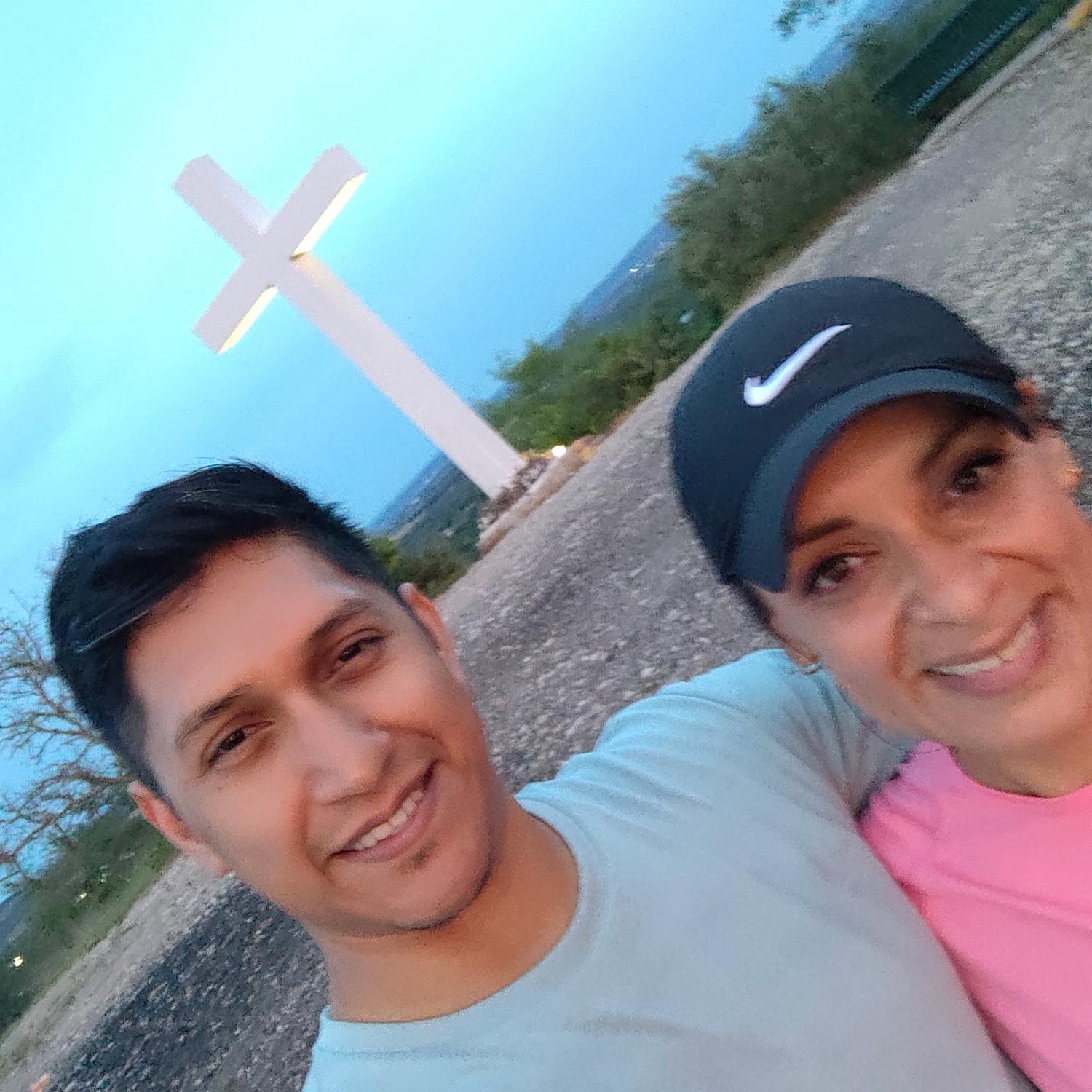 Cross Mountain Park, a historic limestone hill crowned with an illuminated cross. At that cross, David led us in a prayer for our future, our family, and our life together.