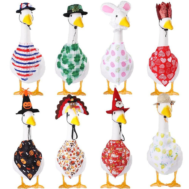 All Season Porch Goose Outfits Clothes Costume Clothing for Plastic Cement Goose Statue Patio Yard Outdoor Decor