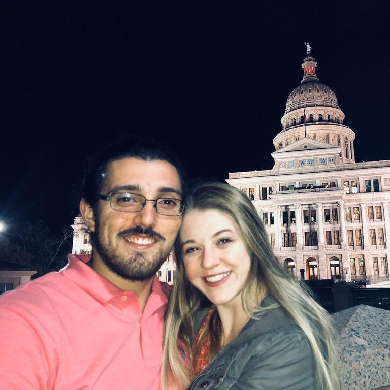 Austin, 2019, standing in front of the place where a bunch of dummies get together and make stupid laws.