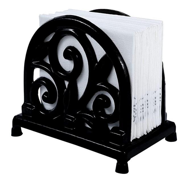 Rustic Napkin Holder, Farmhouse Cast Iron Napkin Holders for Kitchen Tables Home Decor, Black