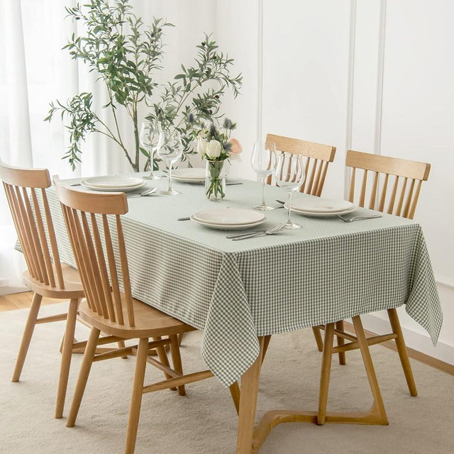 maxmill Checkered Square Tablecloth Waterproof Spillproof Wrinkle Resistant Heavy Weight Soft Gingham Dining Room, Kitchen Table Cloth for Picnic Dinner and Party, 60 x 60 Inch Sage White
