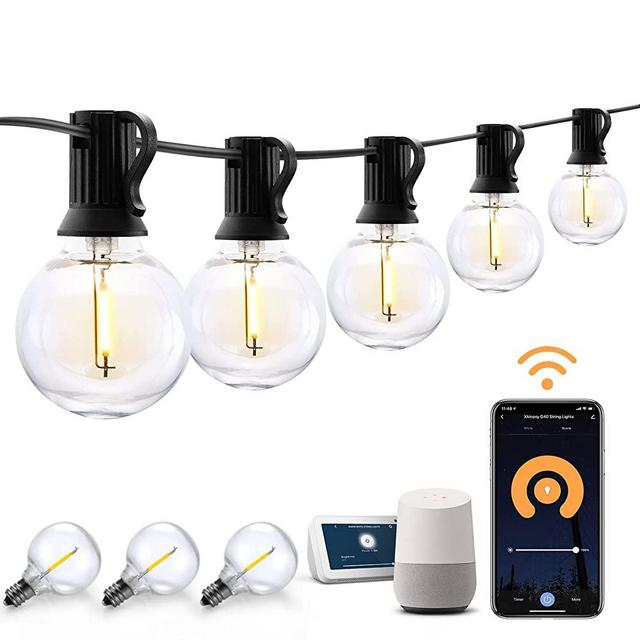 XMCOSY+ Smart Outdoor String Lights, 150Ft G40 Globe Patio Lights with 75 LED Bulbs, WiFi & APP Control, Work with Alexa, Waterproof Extendable Dimmable LED String Lights for Outside, Porch, Cafe