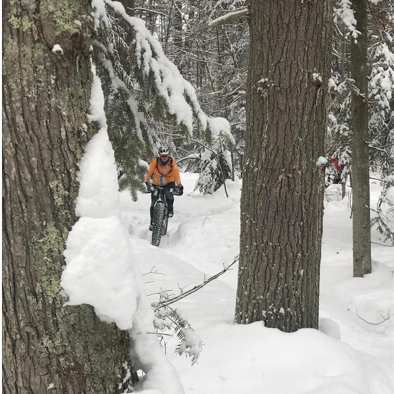 Cori fatbiking in Marquette, MI