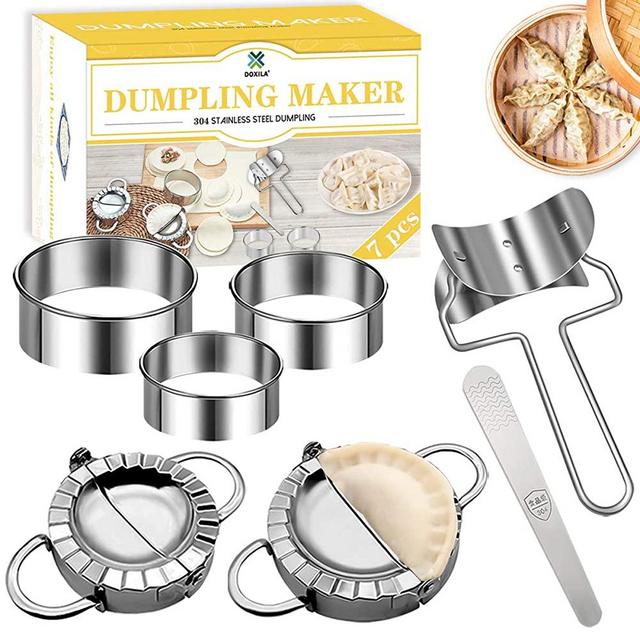 Dumpling Mold Set and Cutter,DOXILA 7 Piece Dumpling Maker Make Chinese Dumpling Pie Ravioli Empanadas Press Mold Kitchen Accessories