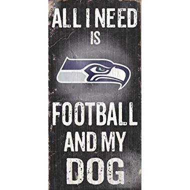 Fan Creations NFL Football and Dog Wood Sign