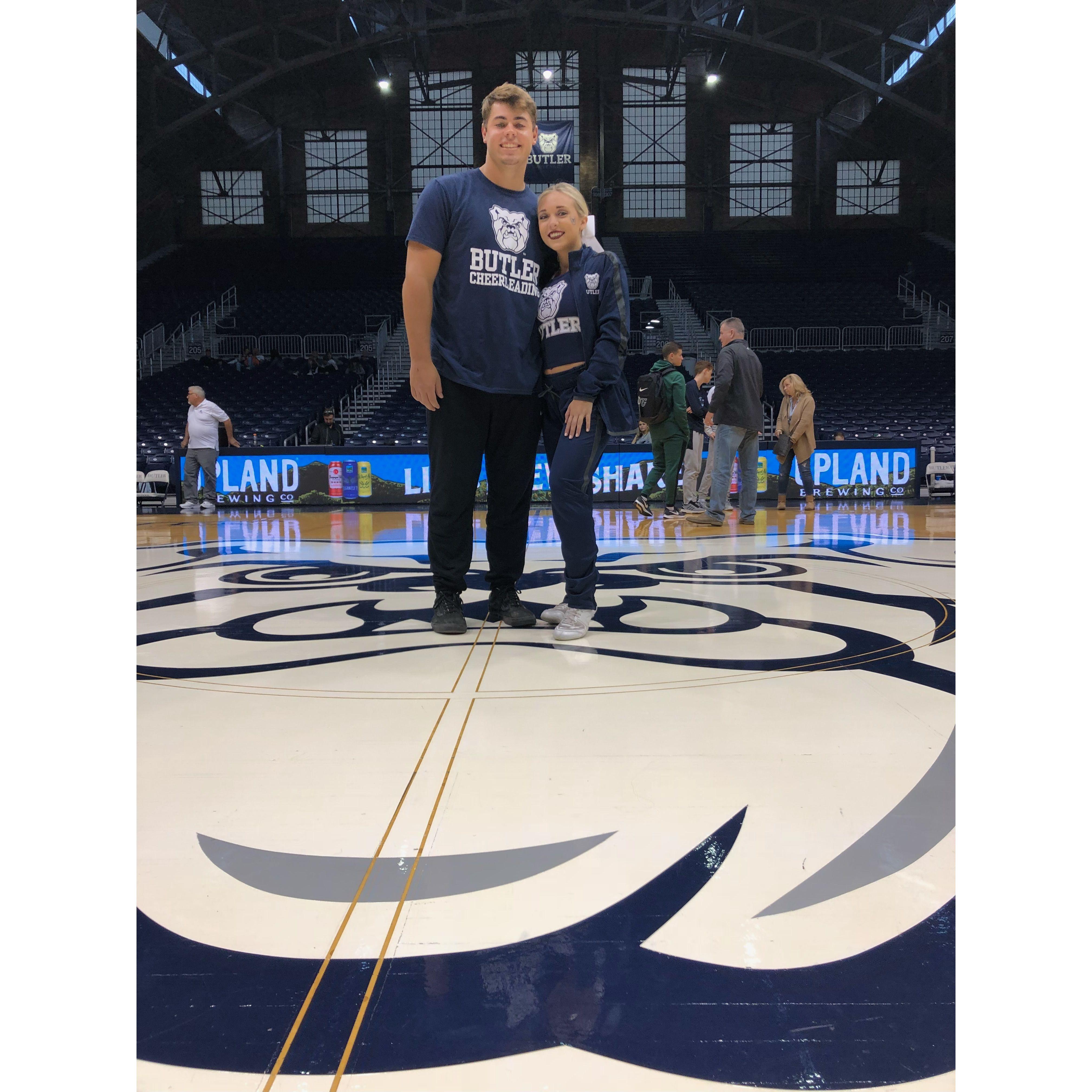 Austin supporting Kayla cheering at a Butler basketball game! (2018)