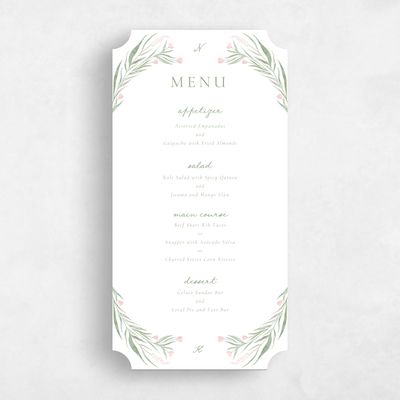 White Ticket Wedding Menu - Arden