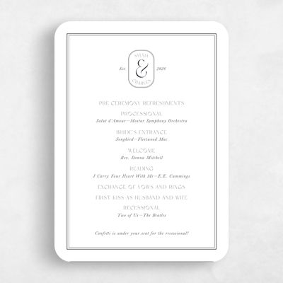 White Rounded Wedding Program - Bayeux